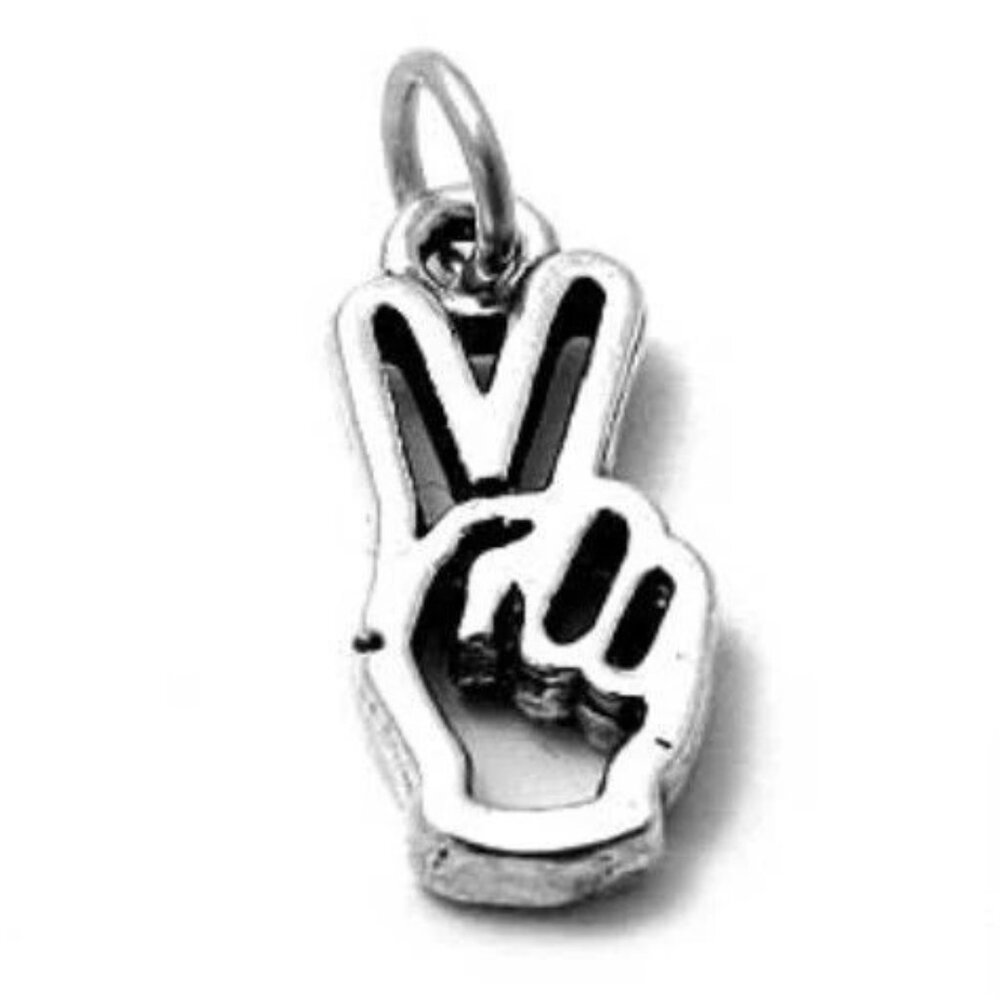 Wonderful Peace Sign Charm In Sterling Silver.